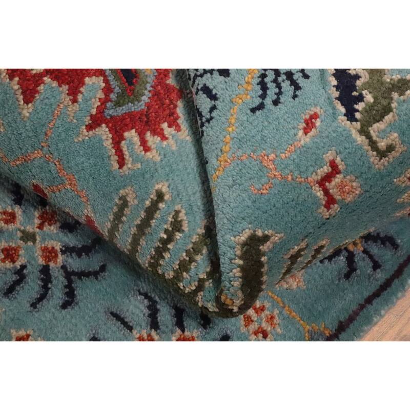 Hand Knotted Oriental 100% Wool Carpet Transitional All-Over Navy Blue & Blues Oushak Runner Rug - 7' 10'' X 2' 5''