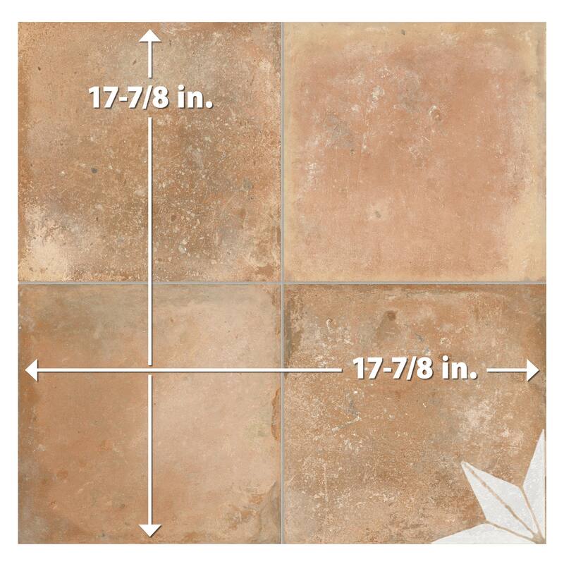 Merola Tile Kings Nonna with White Corner Star 17-7/8" x 17-7/8" Porcelain Floor and Wall Tile