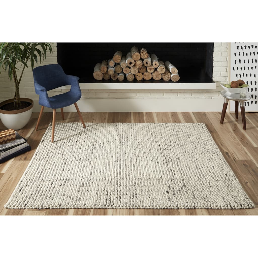 Momeni Andes Hand-woven Ivory Wool/Viscose Area Rug.