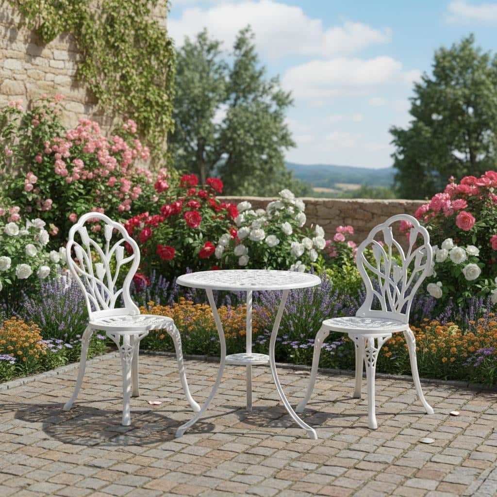 Modern 3-Piece Outdoor Bistro Set with Chairs and Table