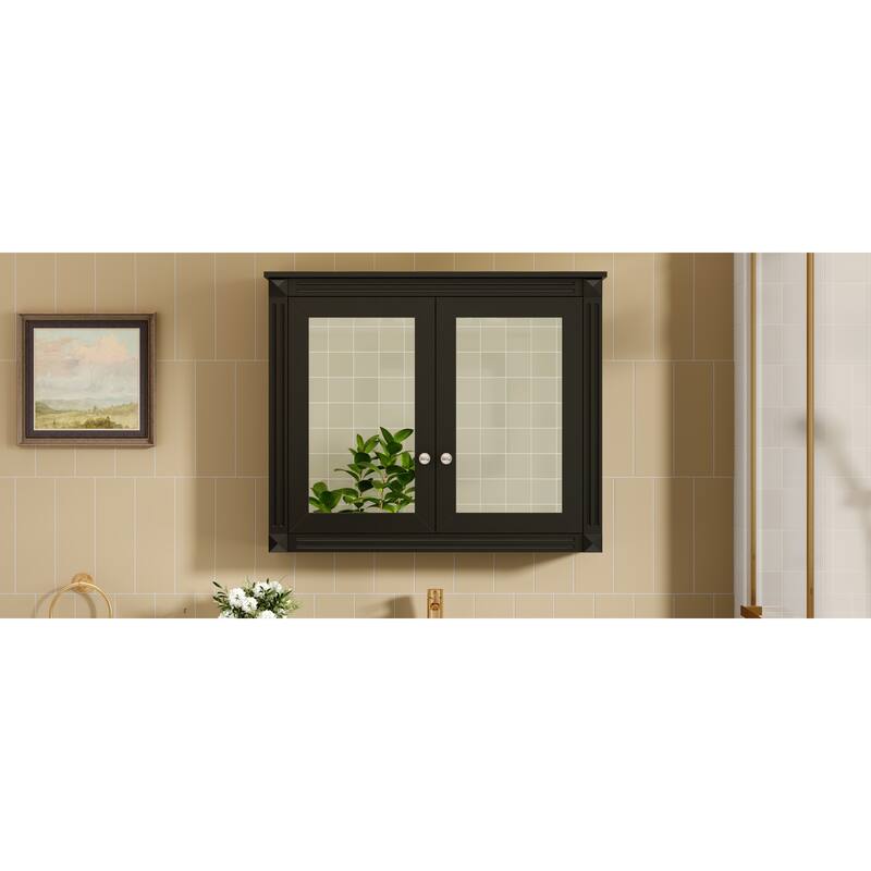 Roomfitters 36x28 Inch Wall Mount Medicine Cabinet, Double Mirror Storage with 2 Adjustable Shelves