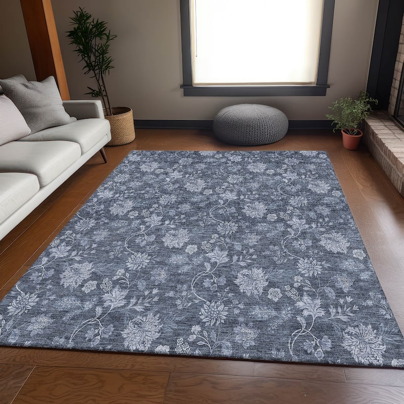 Premium Washable Super Soft Floral Borderless Mayfield Rug - Blue - 10' x 14' - Rectangle