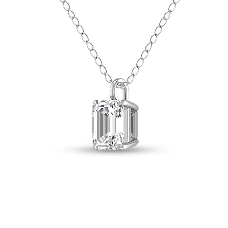 Marquee Lab Grown 1/4 Carat Emerald Solitaire Diamond Pendant in 14K White Gold