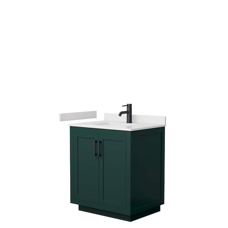Miranda Single Vanity Set, Cultured Marble Top, No Mirror - 30-Inch Single - Green, Black Trim, White Cultured Marble Top