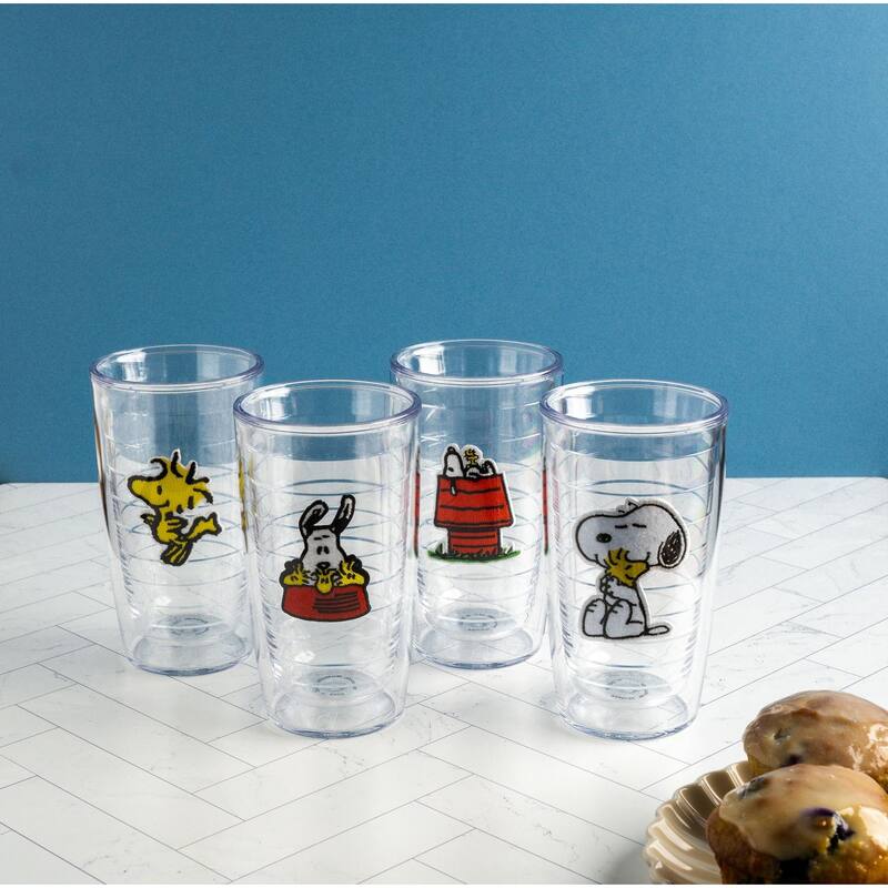Tervis Peanuts Snoopy Woodstock Best Buddies Collection Made in USA Double Walled Insulated Travel Tumbler, Assorted - 16oz 4pk