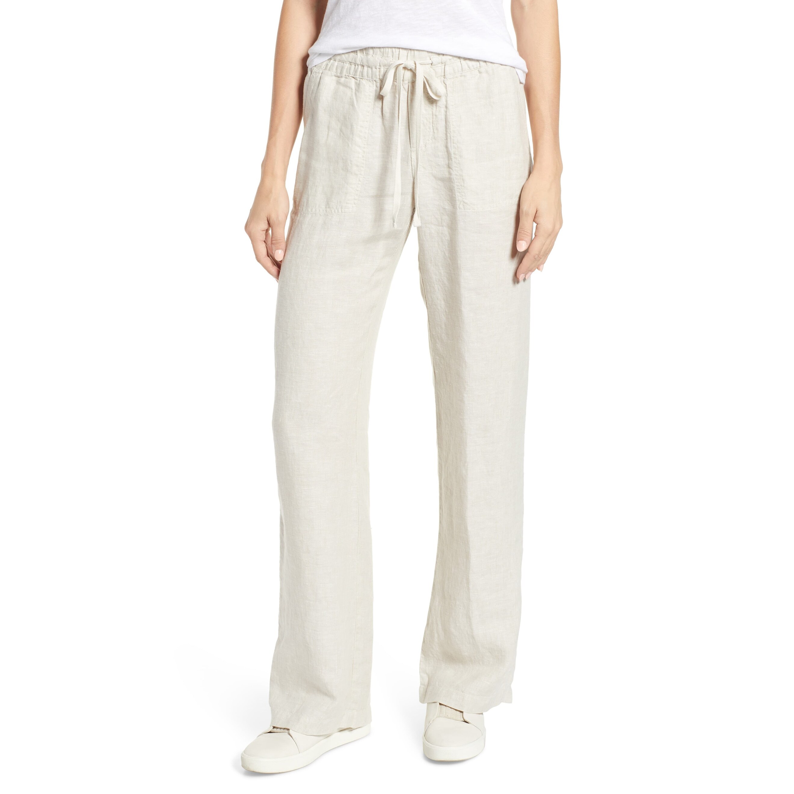 Shop Caslon Women S Drawstring Small Linen Pants Stretch