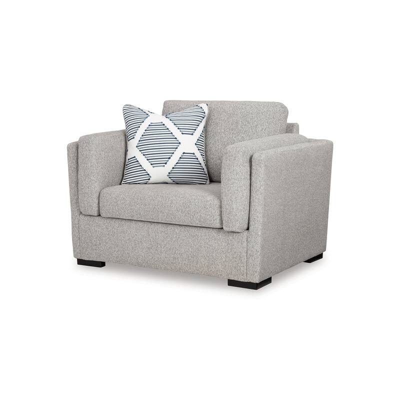 Marcy Oversized Chair with Arm Bolster Pillows, Pewter Gray Polyester