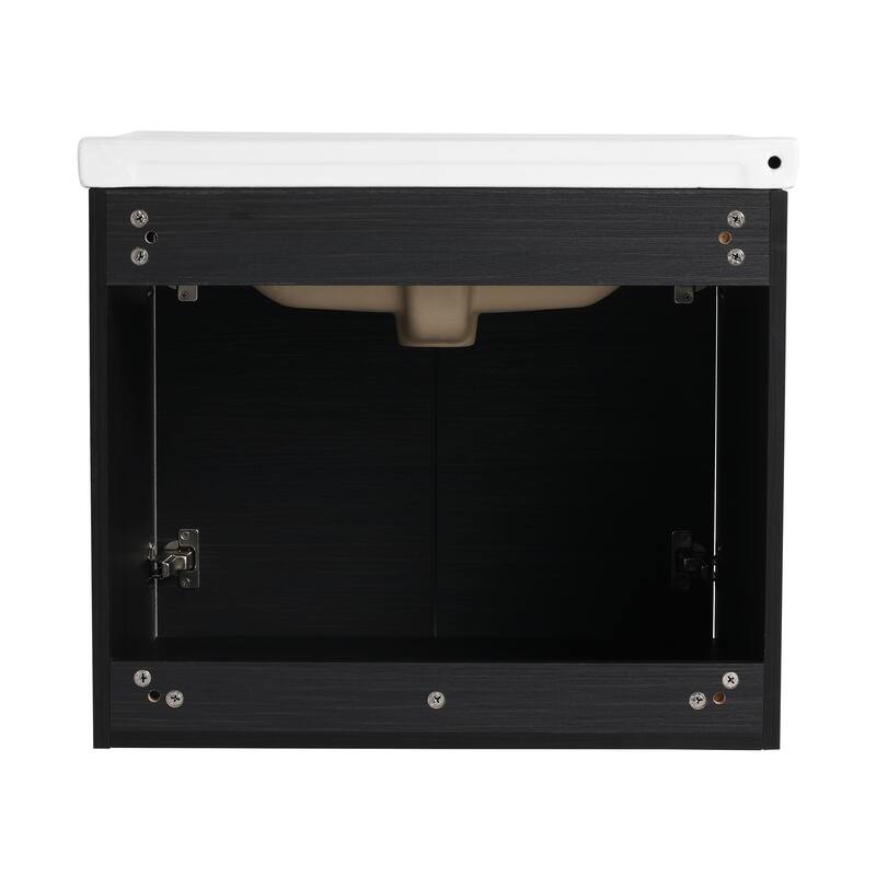 GDFStudio - Emerson Stylish Wall-Mounted Bathroom Vanity with Soft-Close Doors and Ceramic Sink