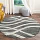 SAFAVIEH Adirondack Lelia Modern Abstract Distressed Rug - 4' Round - Charcoal/Ivory