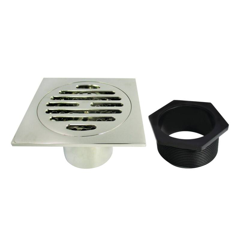 Watercourse Symmetric 4" Square Grid Shower Drain - Polished Nickel