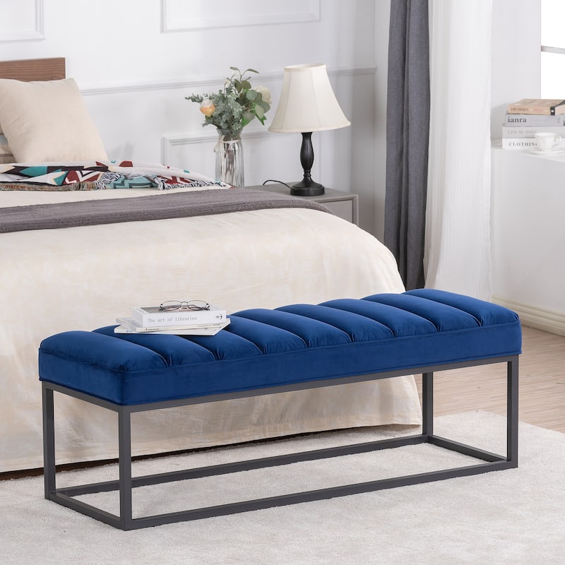 Tala Modern Upholstered Bench with Metal Base by GDFStudio