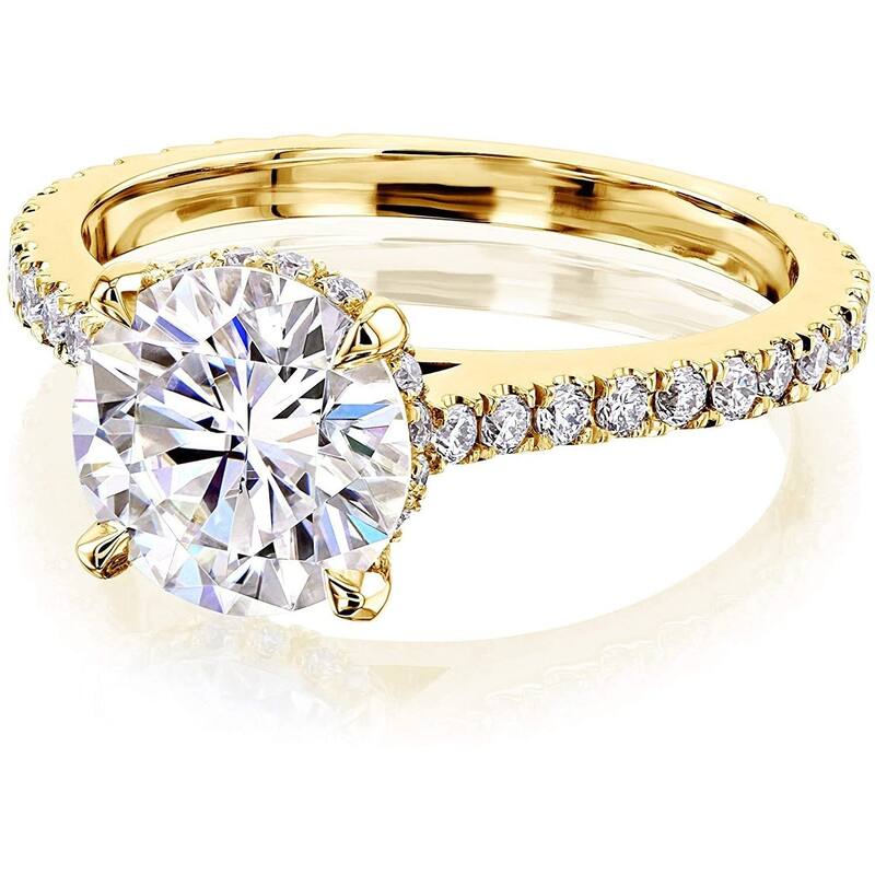 Annello by Kobelli 14K Gold 2ct Round Forever One Moissanite Fancy Hidden Halo (DEF/VS, DEF/VS) - 5 - White