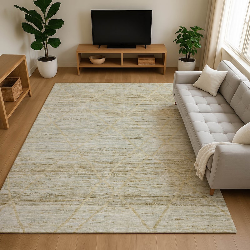 Premium Washable Super Soft Modern Global Mayfield Rug - Wheat - 8' x 10'