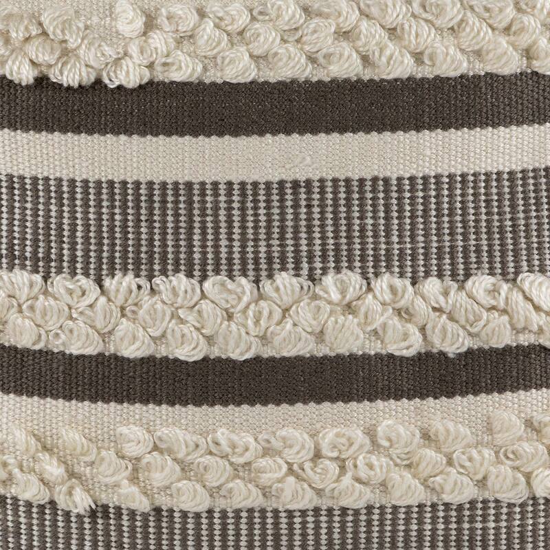 20" Gray and Cream Handloom Woven Outdoor Throw Pillow