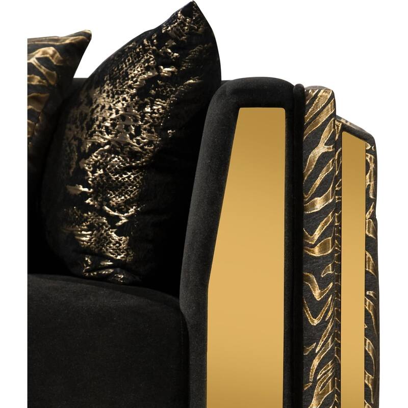 Luxury Living Room Furniture Sofa Set Zebra Printed Black Finish