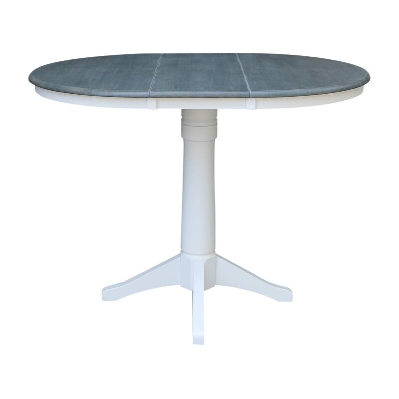 36" Round Extension Dining Table With 4 Emily Counter Height Stools - Set of 5 Pieces