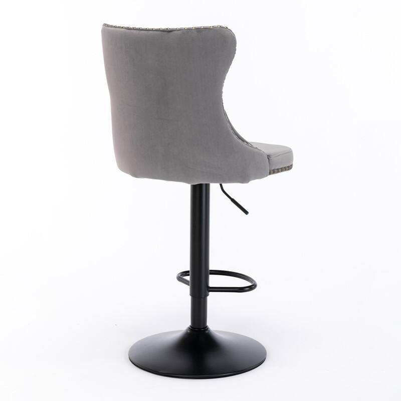 Swivel Velvet Bar Stools Adjustable Seat Height from 25-33 Inch,Set of 2