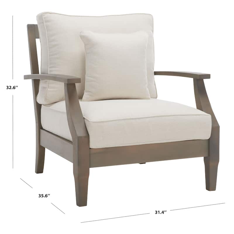 SAFAVIEH Couture Martinique Wood Patio Armchair. - 31.4" W x 35.6" L x 32.6" H