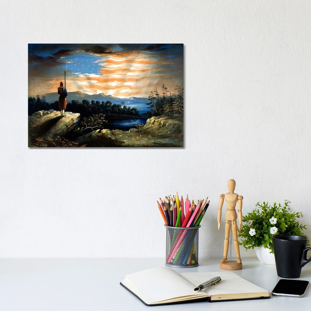 iCanvas "Vintage Civil War Painting Of A Lone Zouave Sentry Overlooking A Cliff" by John Parrot Canvas Print