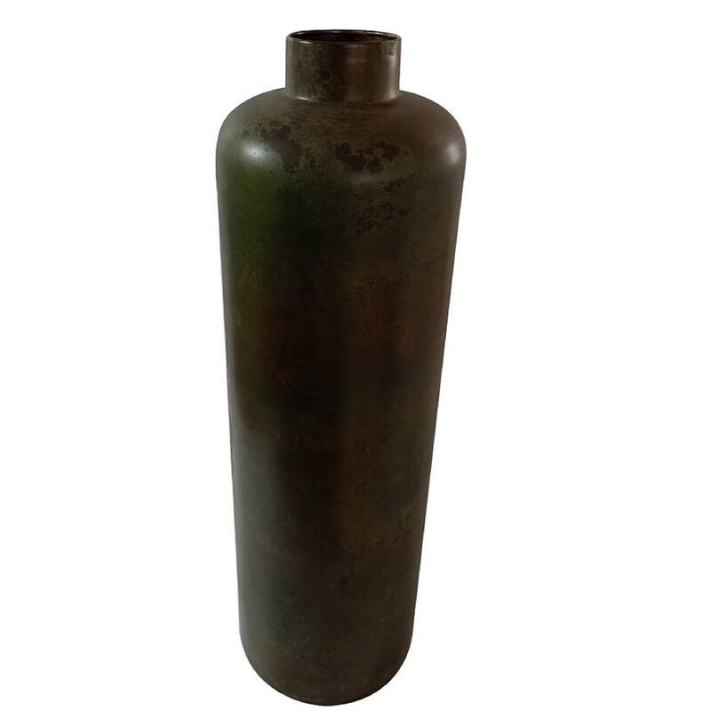 Large Iron Green Patina Vase H 30.7" & Dia 9.7" - GREEN PATINA