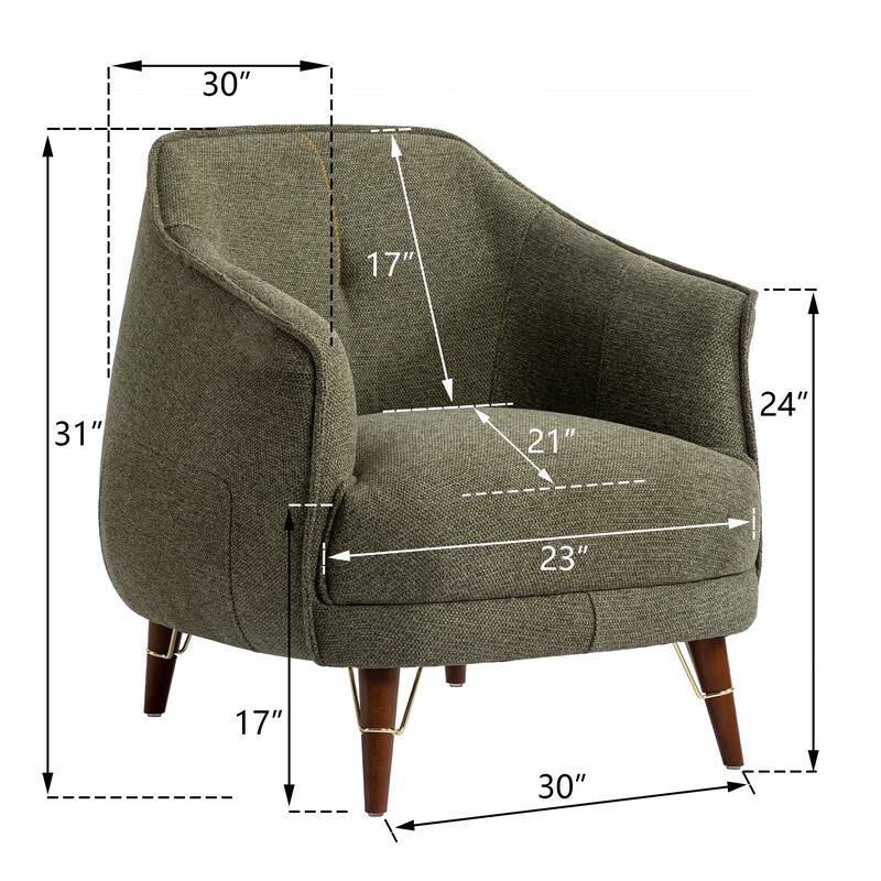 XINMICS Mid-Century Modern Accent Chair, Tufted Upholstered Armchair for Living Room, Bedroom, Set of 1