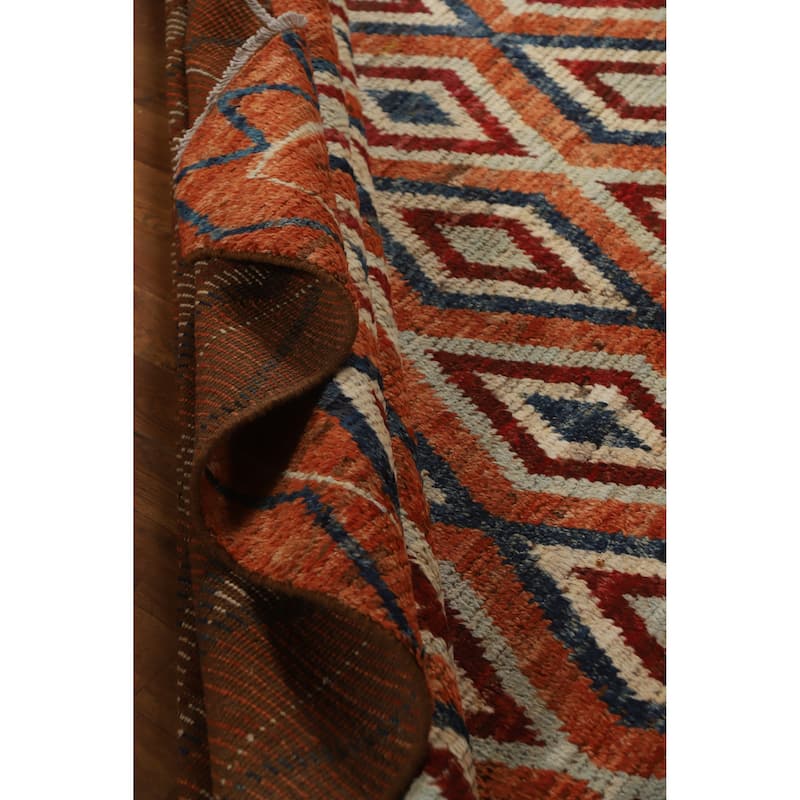 Moroccan Oriental Area Rug Hand-Knotted Orange Wool Carpet - 8'4" x 10'0"