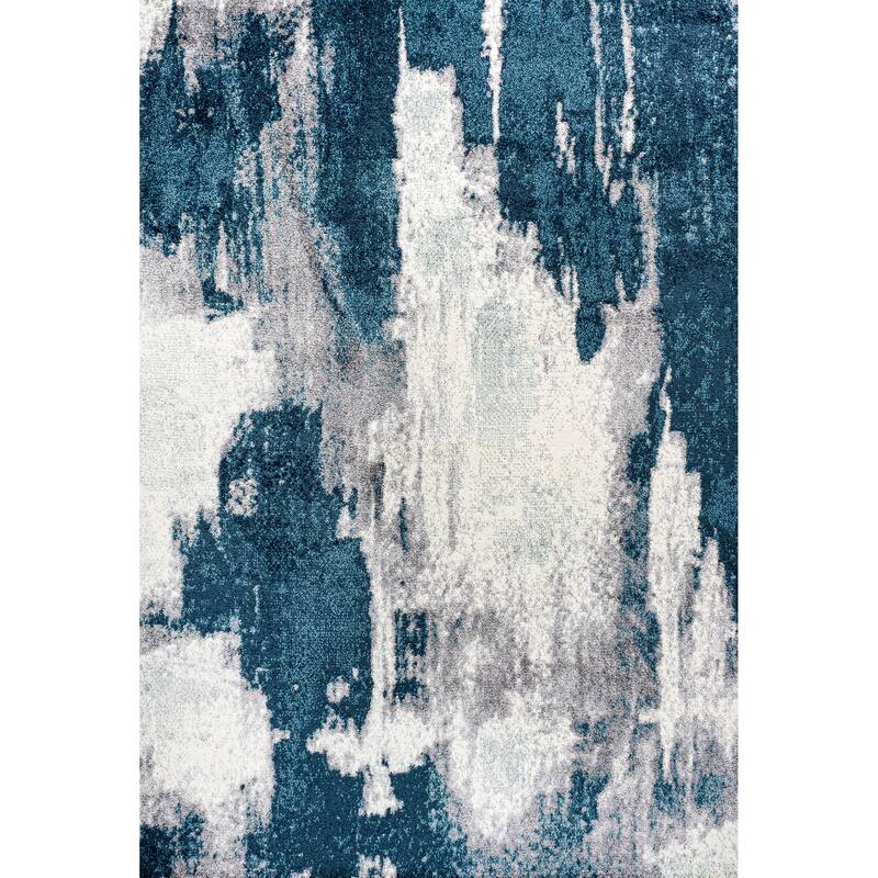 JONATHAN Y Sloane Contemporary Bohemian Abstract Marble Area Rug - 8 X 10 - Navy/White