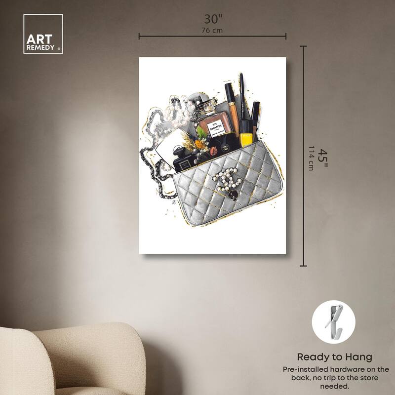 Grey Treasure Bag Acrylic by Art Remedy, Ready to Hang