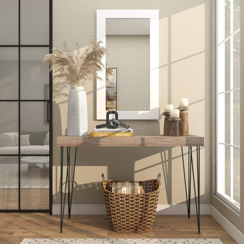 Wooden Rectangular Minimalistic Room Wall Mirror - White or Black - Roche River Decor