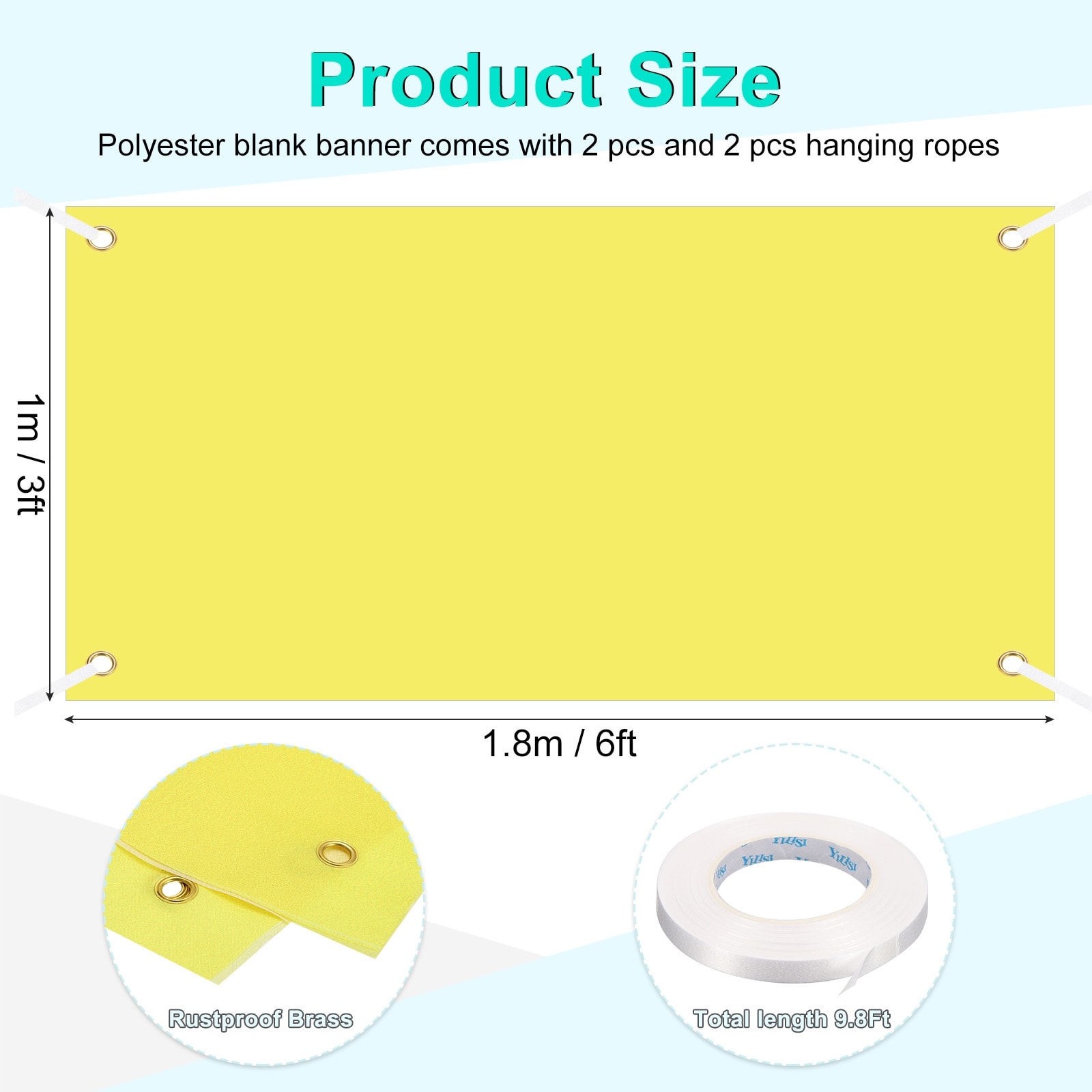 Large Black Blank Banner and Signs 2 x 4 Feet, 2 Set Sublimation Banners