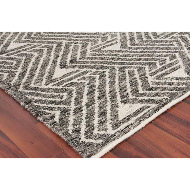EXQUISITE RUGS Eaton Hand-knotted Wool/Bamboo Silk Silver/Grey/Ivory Area Rug.
