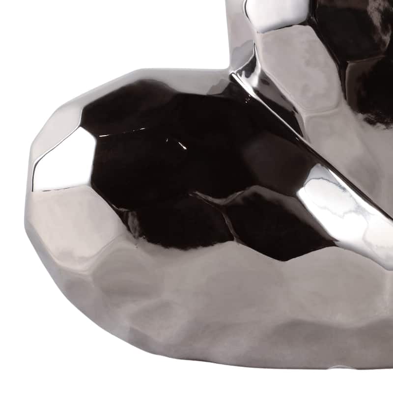 Modern Geometric Heart Sculpture - Ceramic Decorative Object