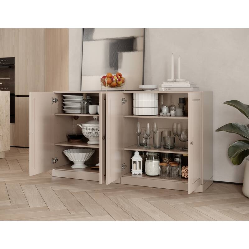 Palace Imports Solid Wood Sideboard, Raised Panel Doors, Adjustable Shelves