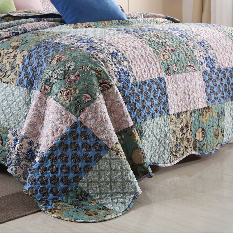 MarCielo 3 Piece Printed Quilt Set Lightweight Bedspread Set B026