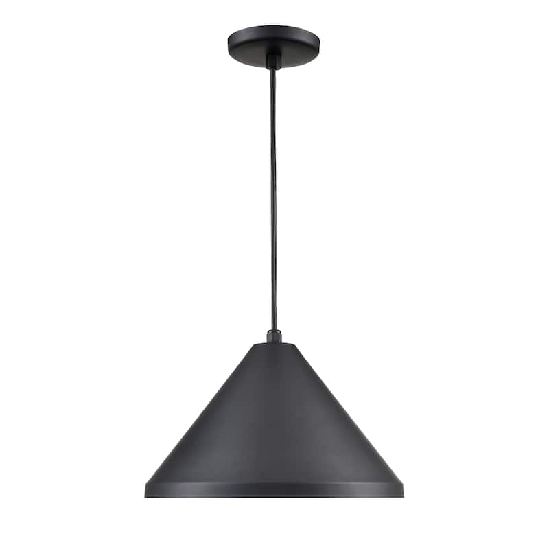 R Series 1-Light Cord Wide Cone Satin Black - 13 - Satin Black (Hung)