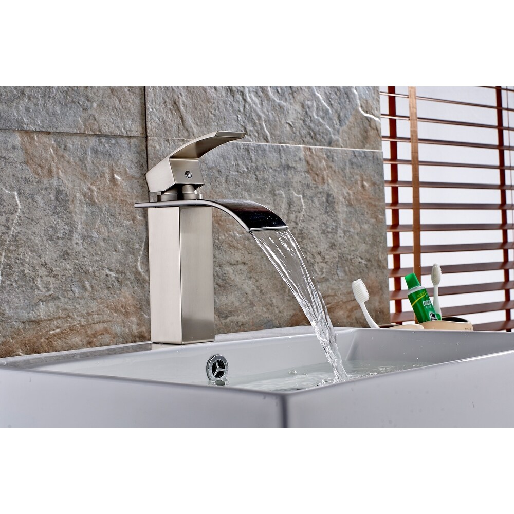 VAPSINT® Modern Cloakroom Solid Stainless Steel Single Lever Washroom Monobloc Mono Vessel Sink Chrome Bathroom Basin Taps,Single Spout Basin Faucet 