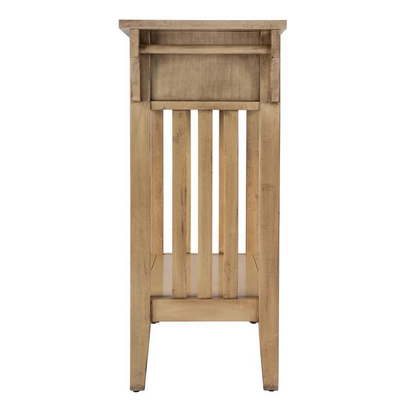 Larina 36 in. W Rectangular Wood 2-Drawer Console Table with Lower Open Shelf