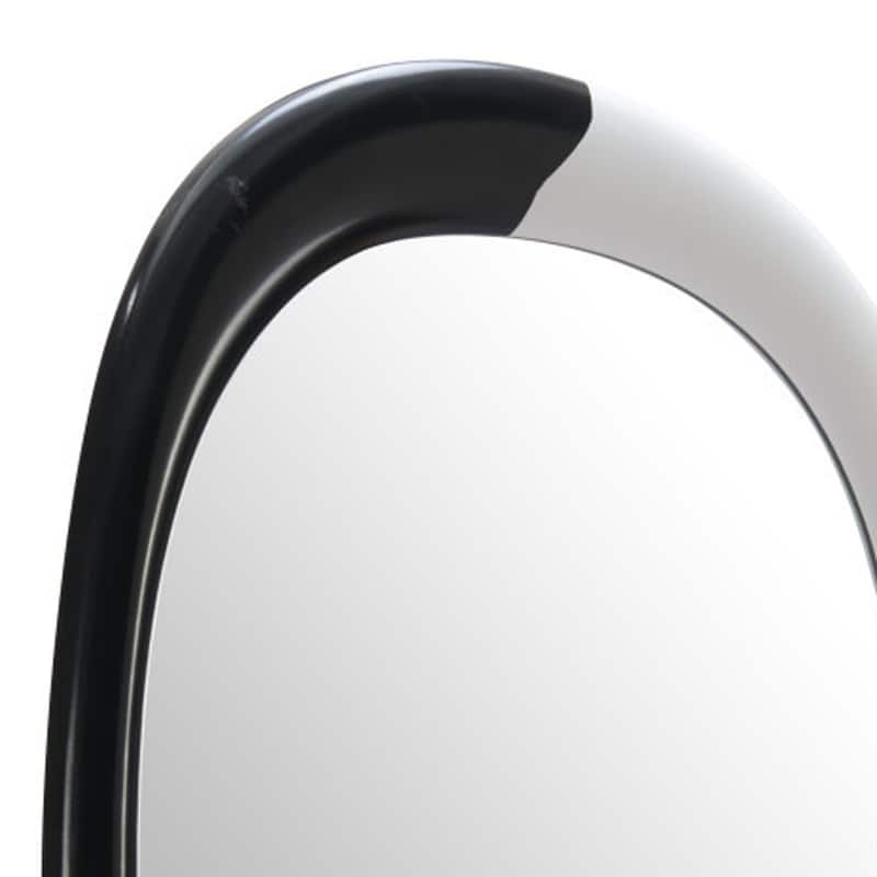 HomeRoots 31" Black And White Steel Oval Geometric Framed Accent Mirror - 20.00 in. x 31.30 in. x 2.00 in.