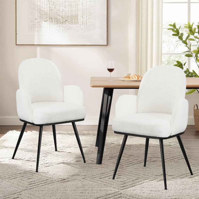Fabric Upholstered Dining Chairs Set of 2/4 with Arms - 34.8"H x 23.2"W x 22.8"D