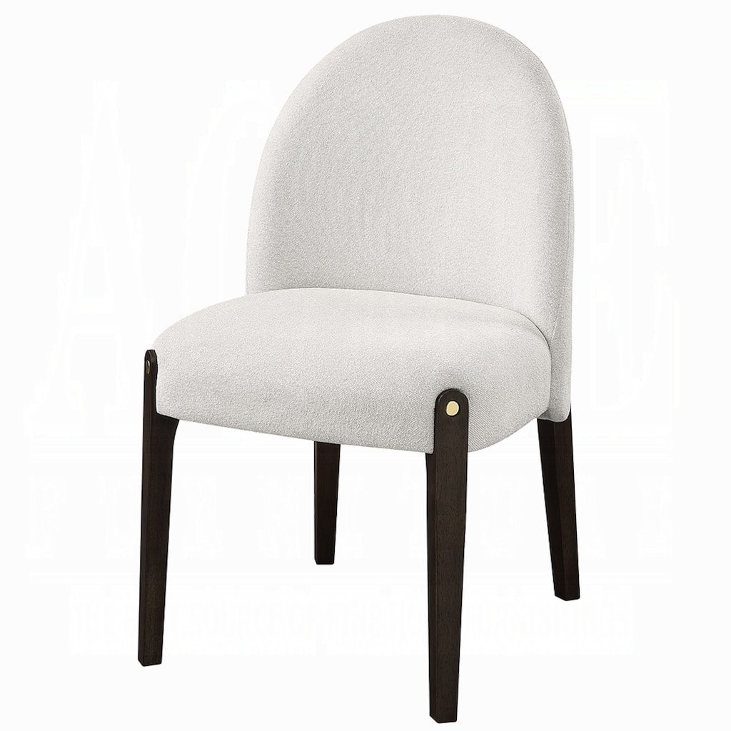 Jeh Side Dining Chair Set of 2, Beige Chenille, Espresso Brown Wood