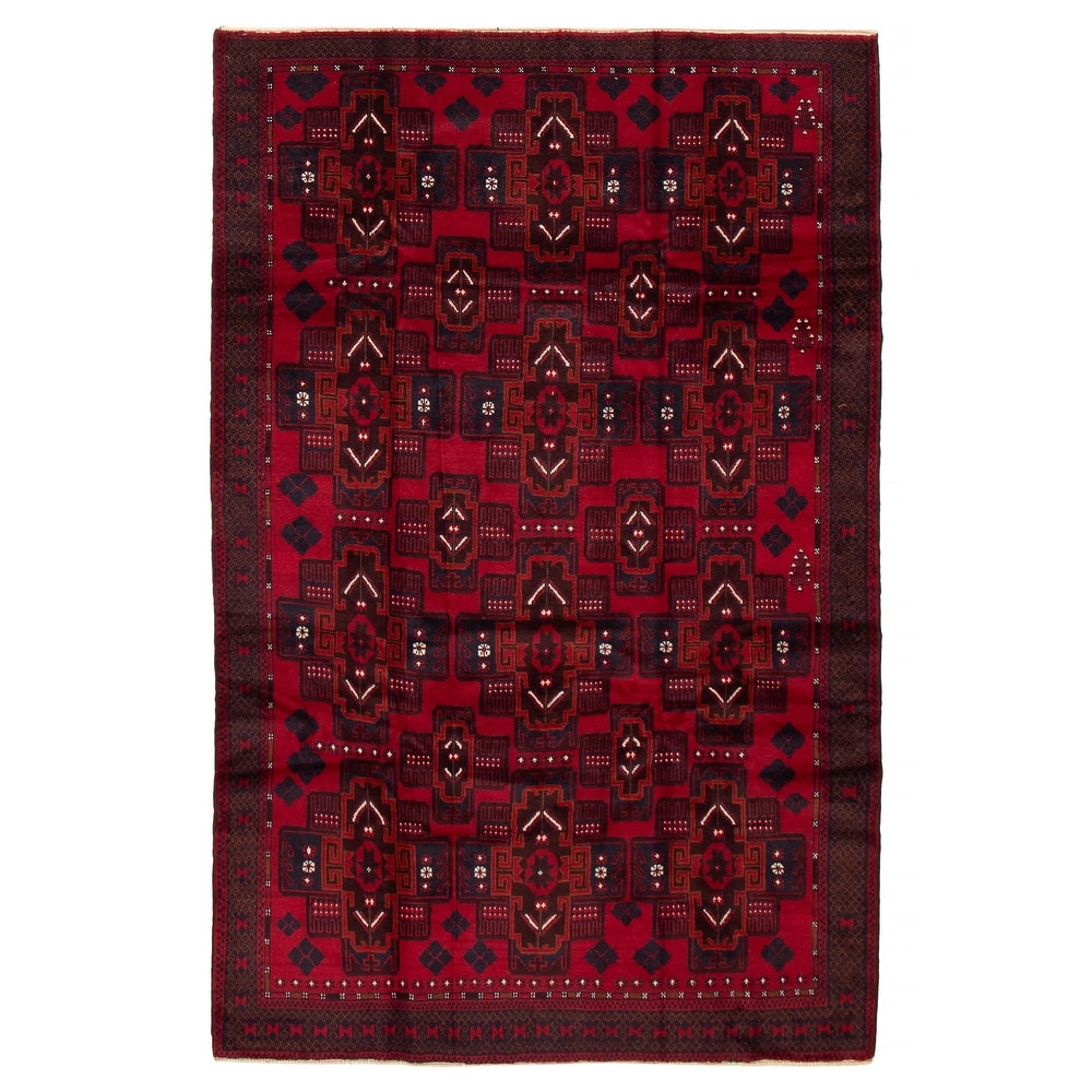 ECARPETGALLERY Hand-knotted Teimani Red Wool Rug - 6'1 x 9'4