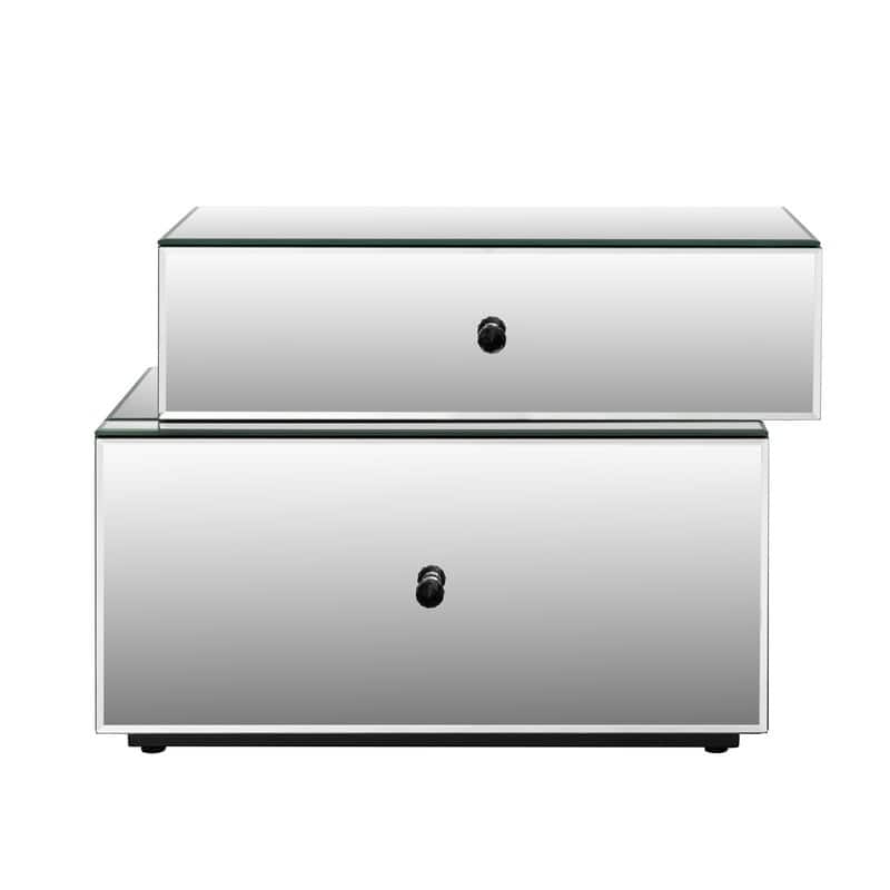 Mirrored 2-Drawer Nightstand with Modern Design