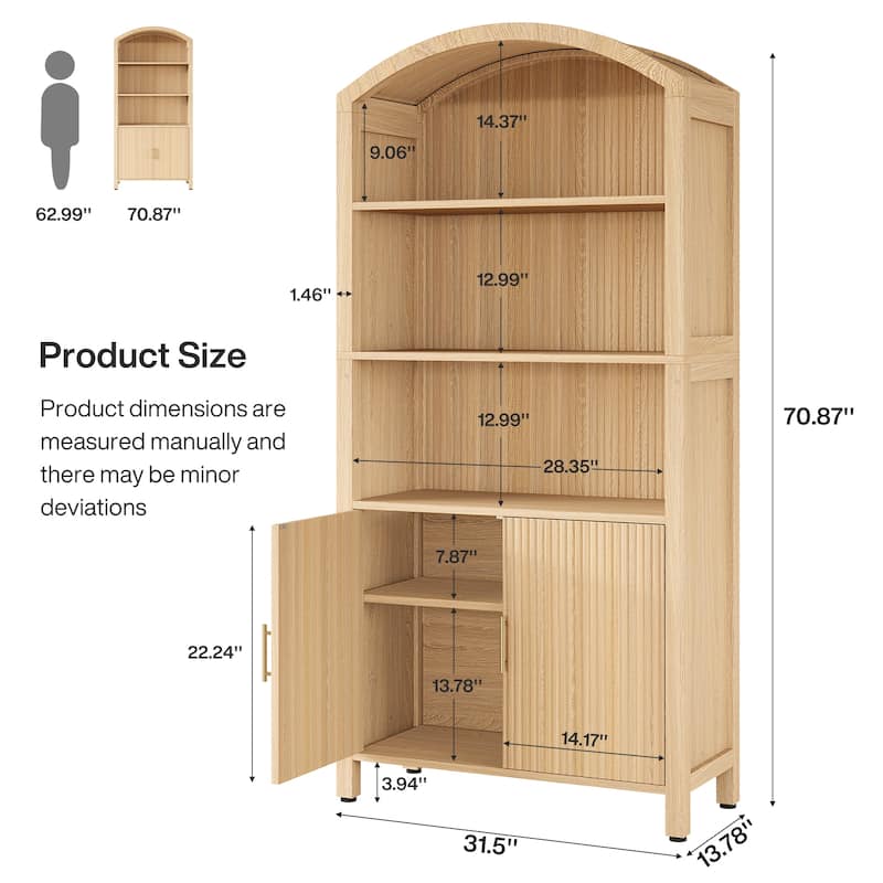 Mid-Century Modern 5-Tier Kitchen Pantry Storage Cabinet with Doors - Natura