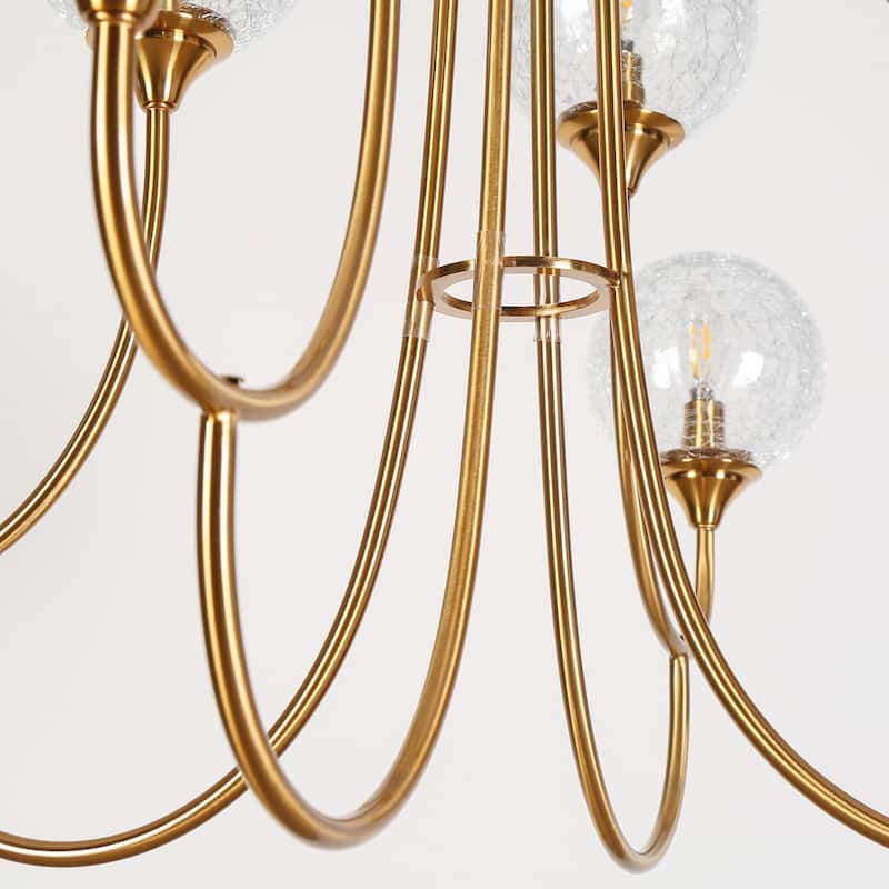 Modern Glam 8-Light Gold Chandelier Globe Glass Classic Dimmable Lights for Dining Living Room - Dia. 36.6"xH 30.7"
