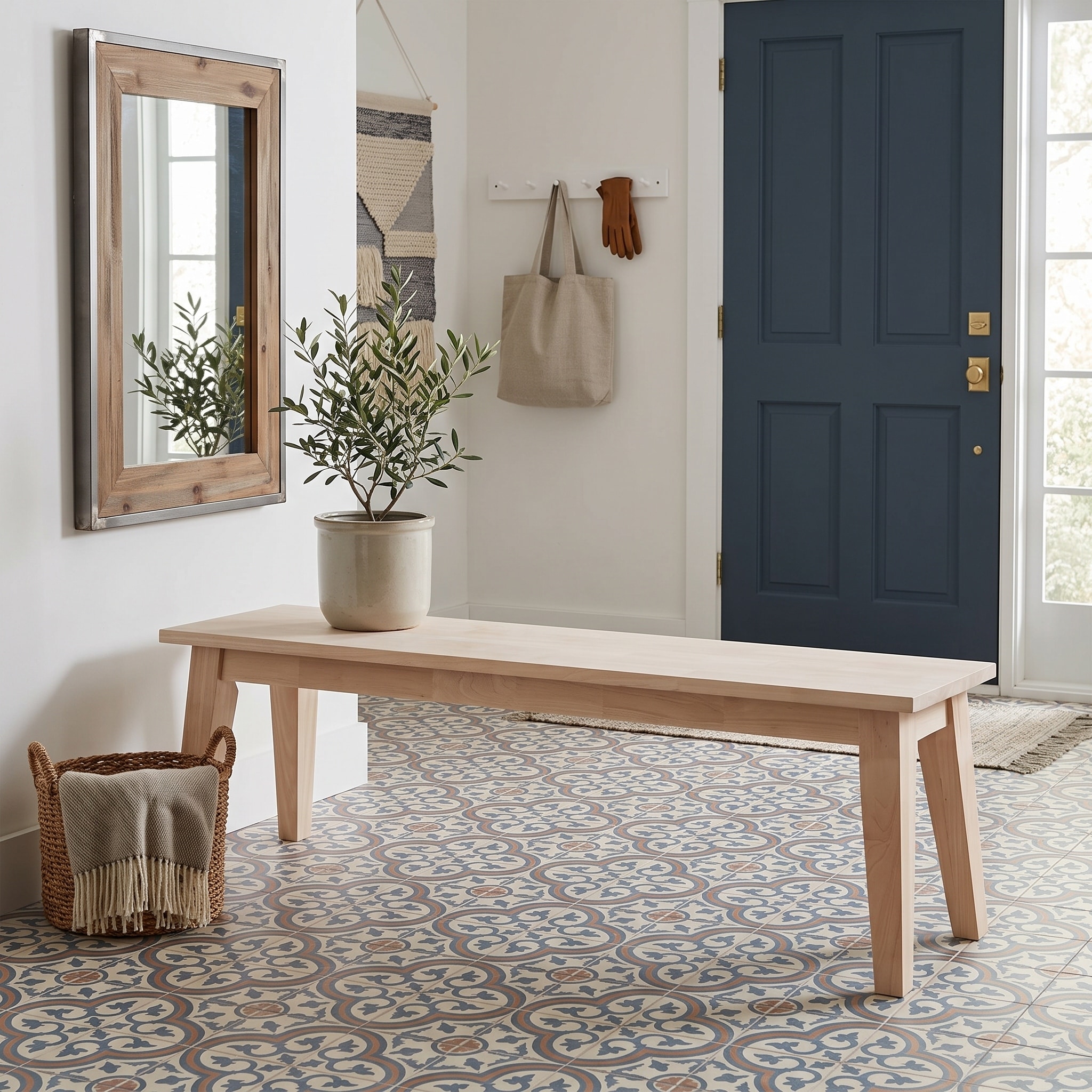 Boulder Solid Wood Entryway Bench