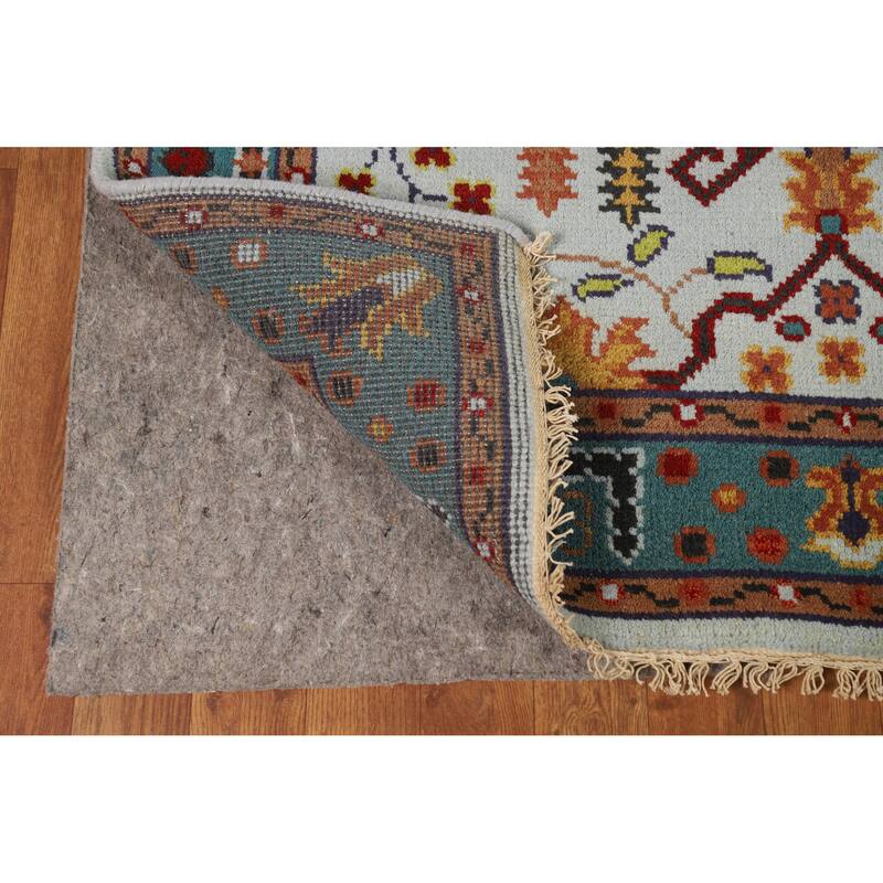 Hand Knotted Oriental 100% Wool Carpet Transitional Floral Navy Blue & Blues Oushak Area Rug - 5' 11'' X 4' 0''