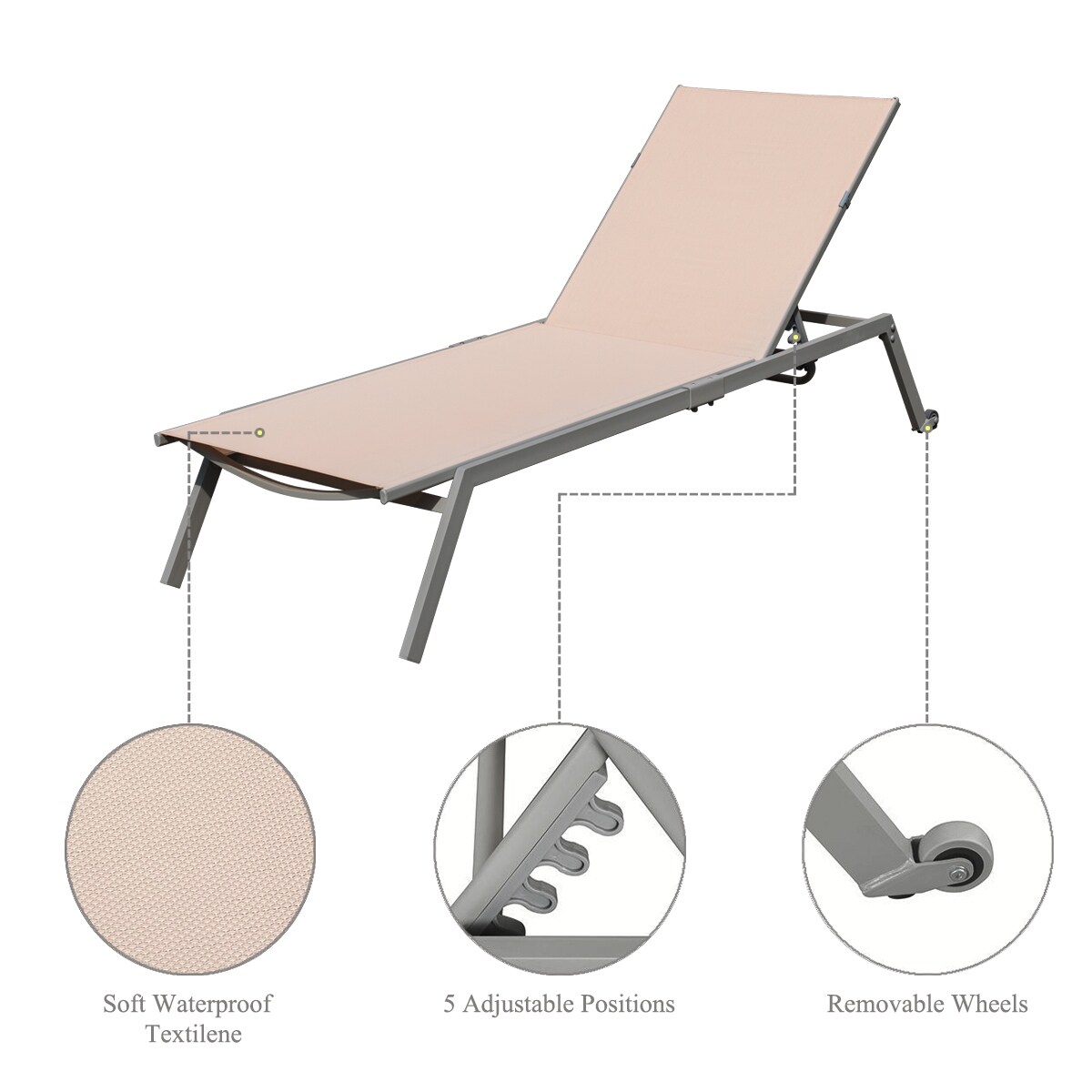 Corvus torino adjustable sling deals fabric patio chaise lounge