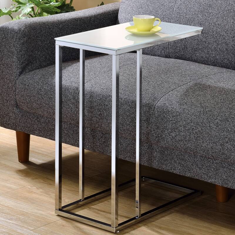 Sleek Design Snack Table with Frosted Tempered Glass Top