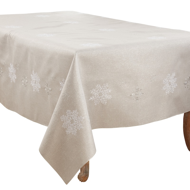 Elegant Tablecloth With Snowflake Design - 50"x70" - Silver