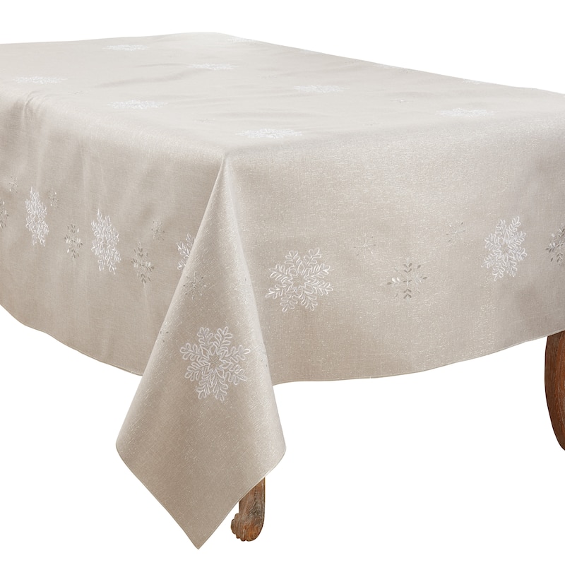 Elegant Tablecloth With Snowflake Design - 70"x140" - Silver